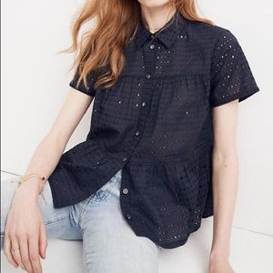 Madewell Eyelet Seamed Button-Down Top
